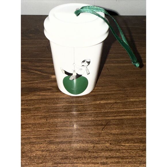 Starbucks travel mug boy on swing Christmas ornament, c. 2015 - Picture 2 of 5